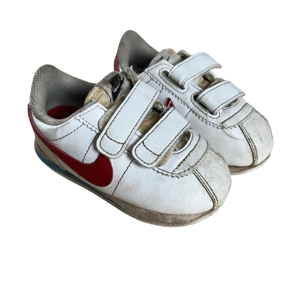 Nike Shoes Womens Size 5 White Faux Leather Slip-On Hook & Loop Logo Casual